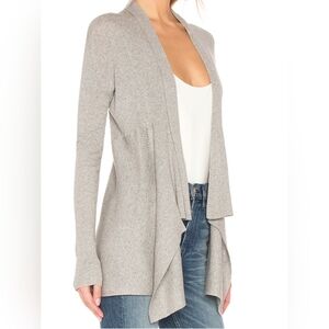 Minnie Rose 100% CASHMERE Light Gray Open Front Cardigan